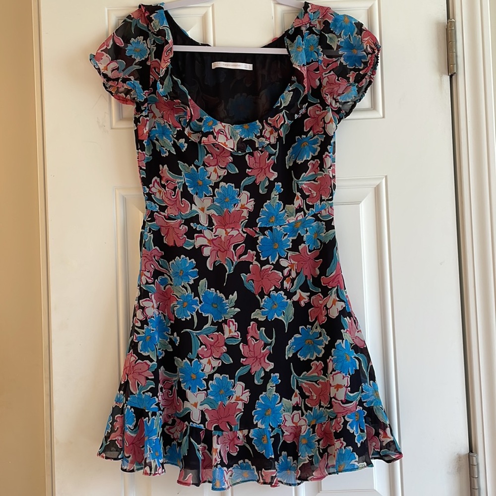 Zara Ruffled Floral Mini Dress Sz S